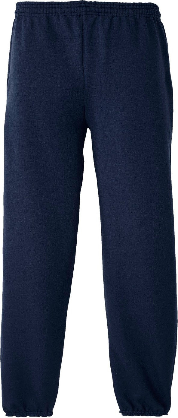 Rear View of Navy Port & Co Essential Fleece Sweatpant with Pockets. PC90P