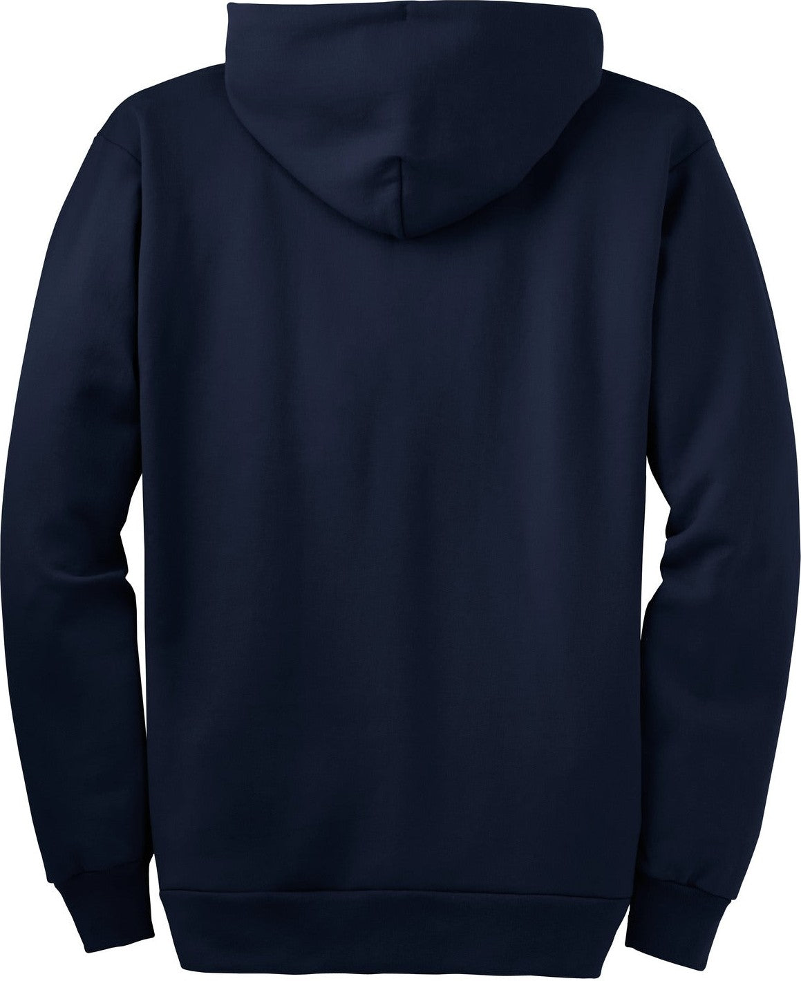 Rear View of Navy Port & Co Tall Essential Fleece Full-Zip Hooded Sweatshirt. PC90ZHT