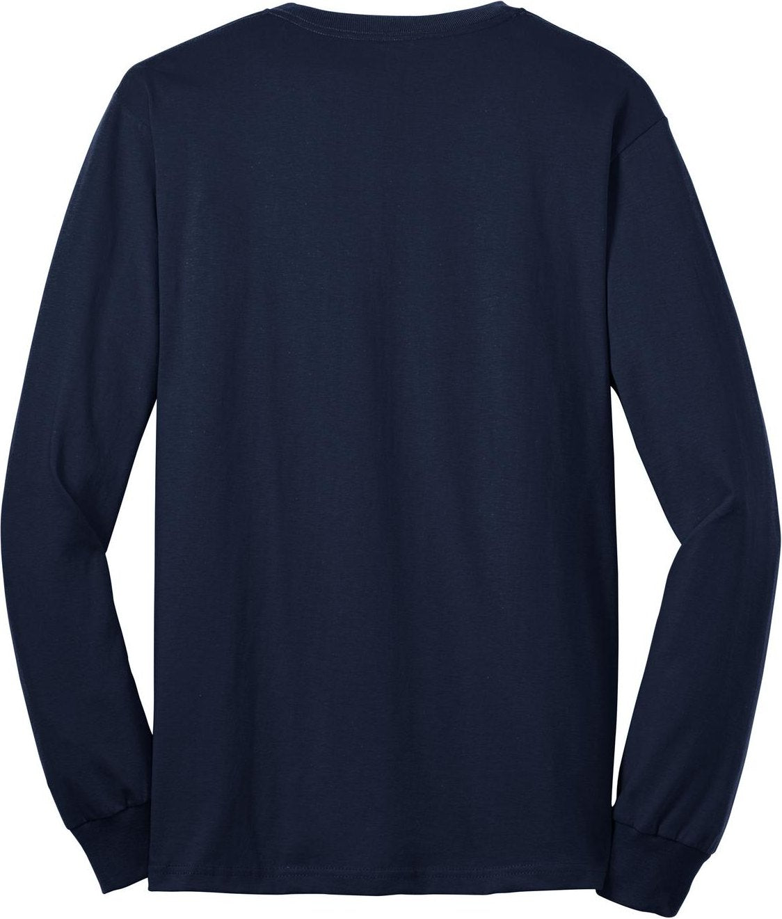 Front View of Navy Port & Co Tall Long Sleeve Core Blend Tee. PC55LST