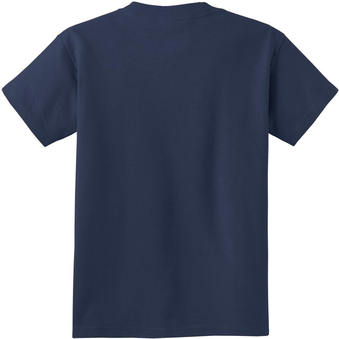 Front View of Navy Port & Co Youth Essential Tee. PC61Y
