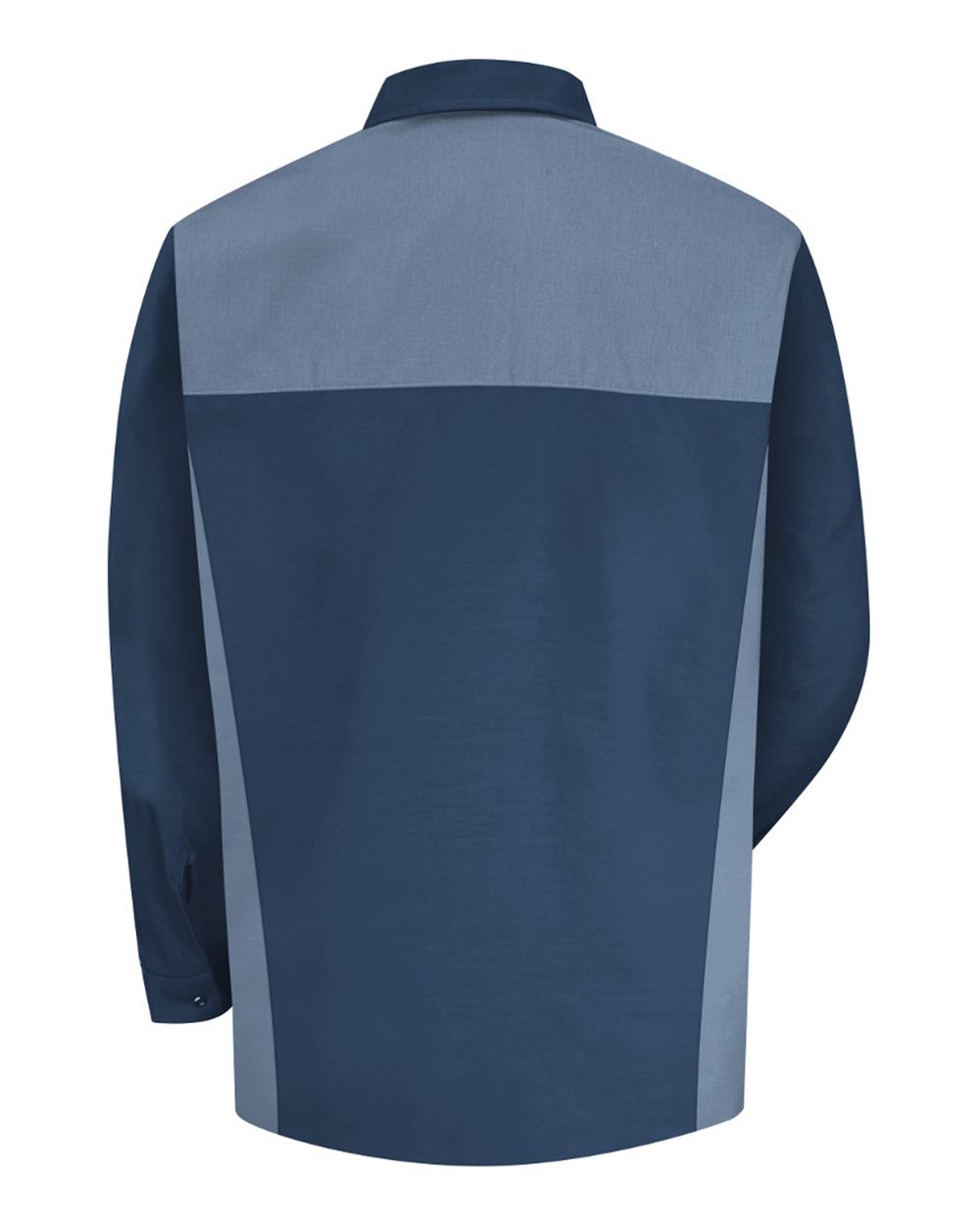 Front View of Navy/ Postman Blue Long Sleeve Motorsports Shirt - SP18
