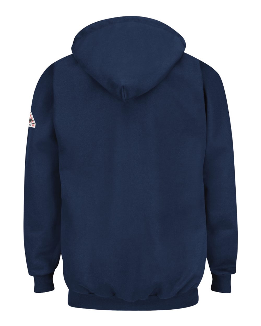 Front View of Navy Pullover Hooded Fleece Sweatshirt Quarter-Zip - SEH8