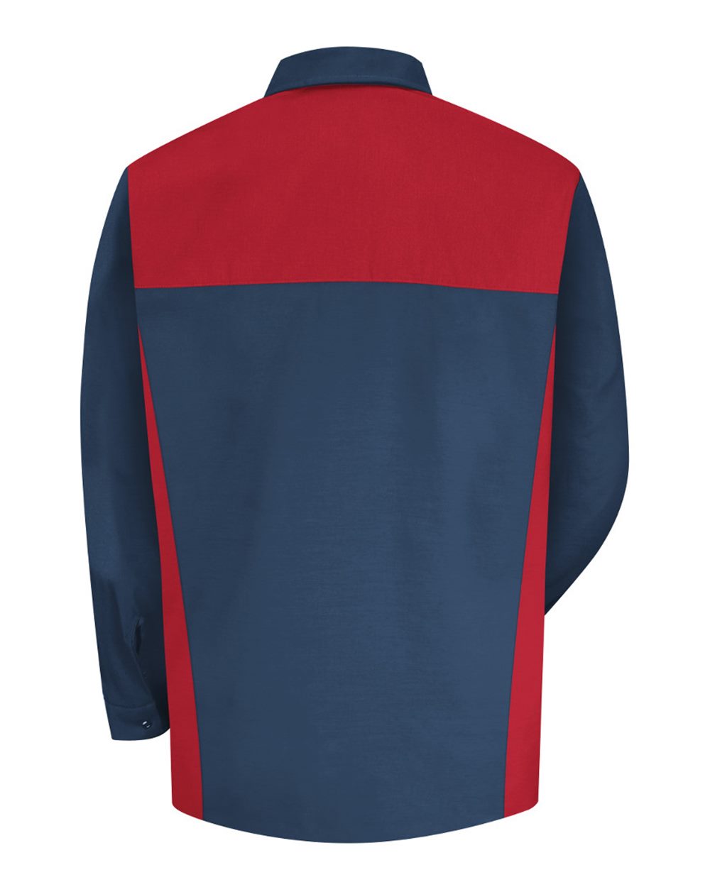 Front View of Navy/ Red Long Sleeve Motorsports Shirt - SP18