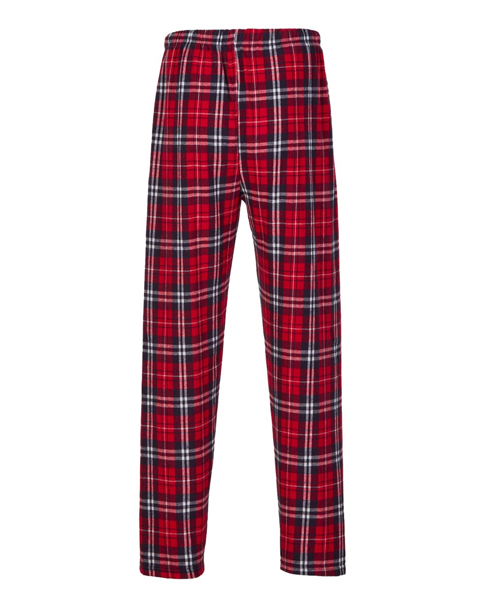 Front View of Navy/ Red Plaid Harley Flannel Pants - BM6624