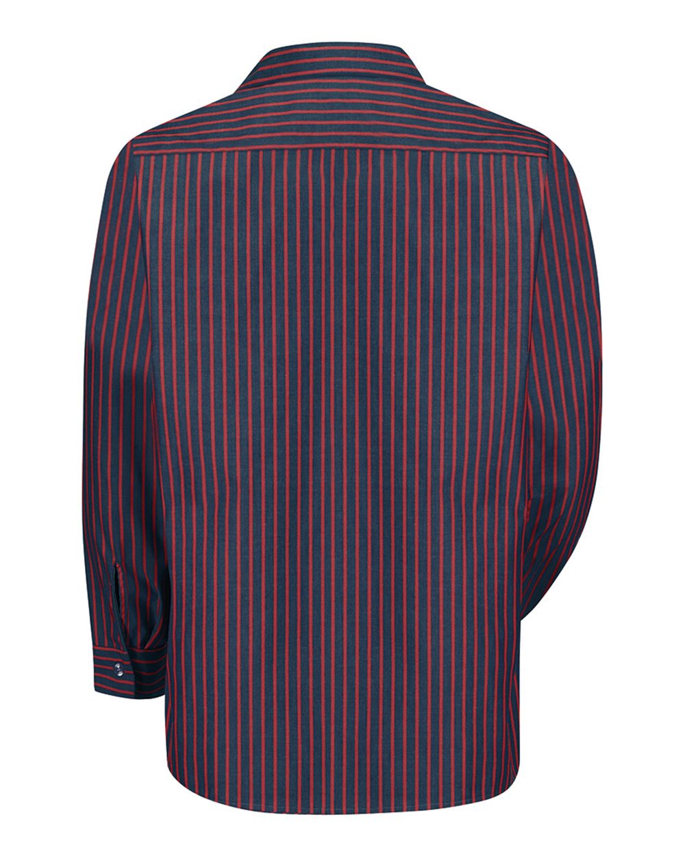Front View of Navy/ Red Stripe Industrial Long Sleeve Work Shirt - SP14