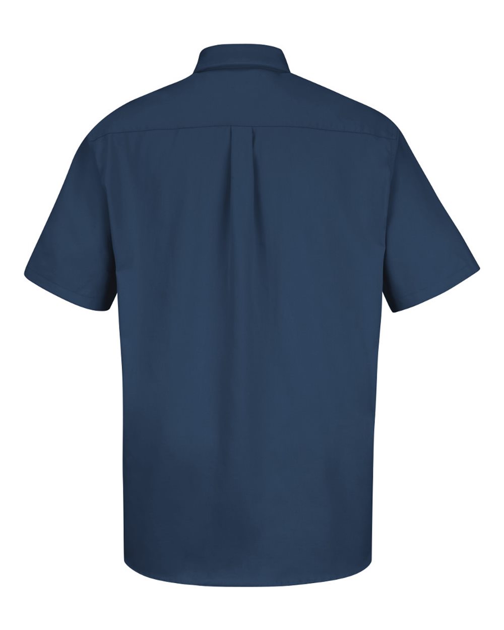 Rear View of Navy Short Sleeve 100% Cotton Dress Shirt - SC64