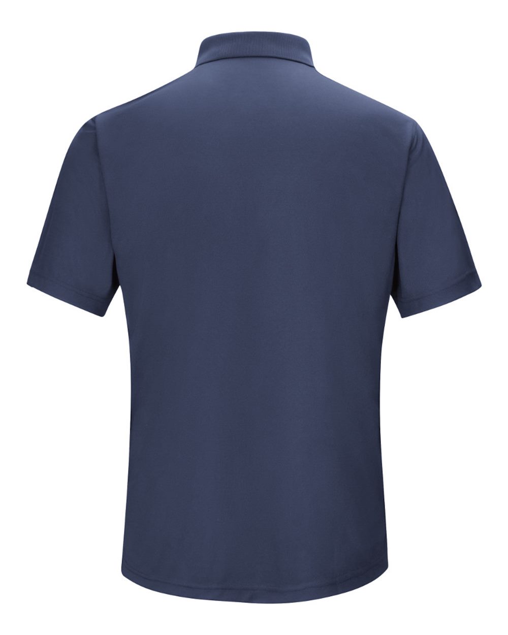 Front View of Navy Short Sleeve Performance Knit Gripper-Front Polo - SK74