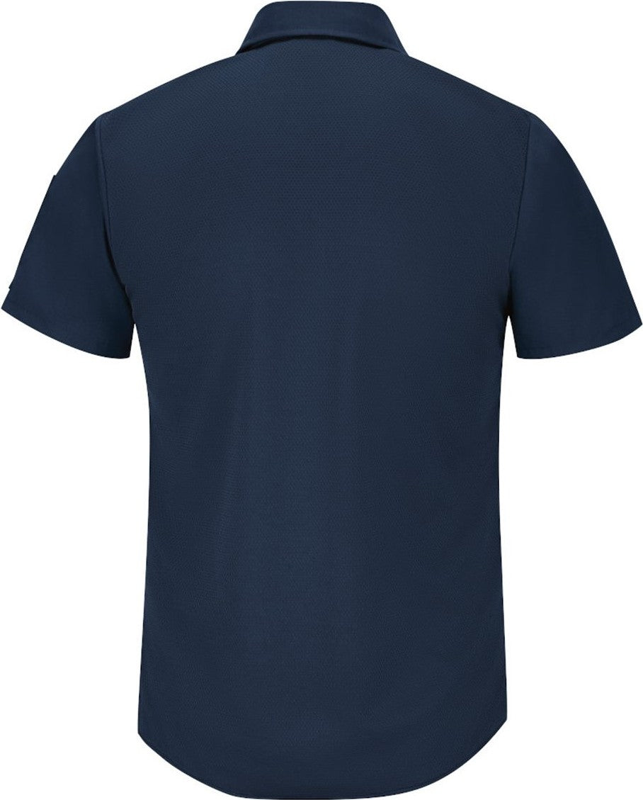 Front View of Navy Short Sleeve Pro Airflow Work Shirt - SP4A