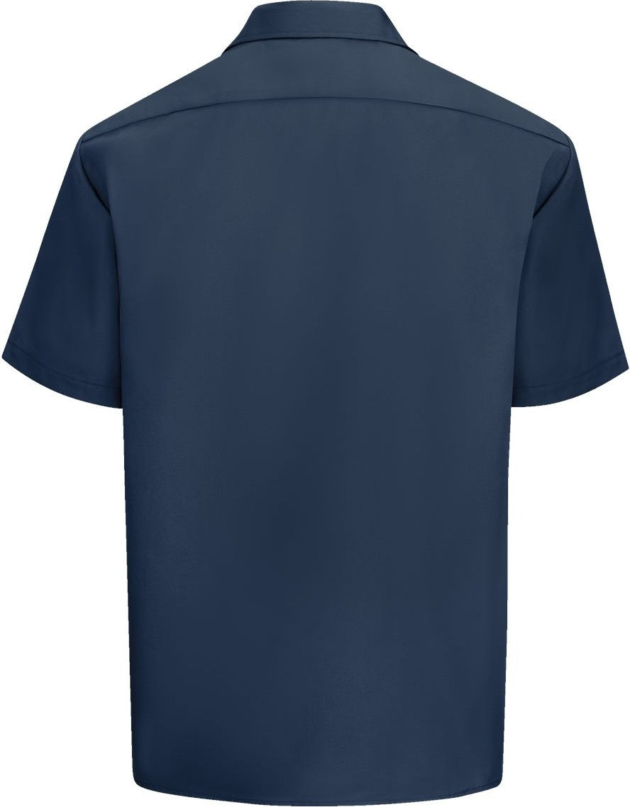 Front View of Navy Short Sleeve Work Shirt - 2574