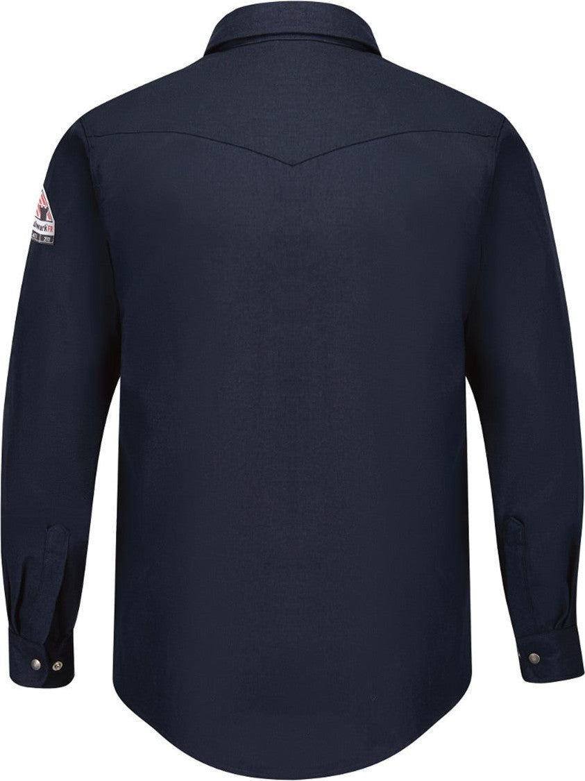 Front View of Navy Snap-Front Uniform Shirt - Nomex® IIIA - 4.5 oz. - Tall Sizes - SNS2T
