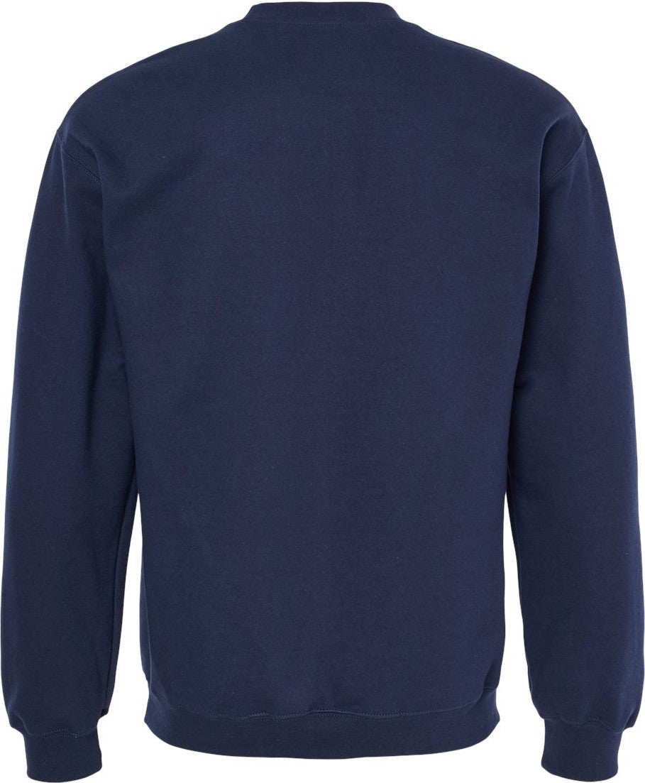 Front View of Navy Softstyle® Midweight Crewneck Sweatshirt - SF000