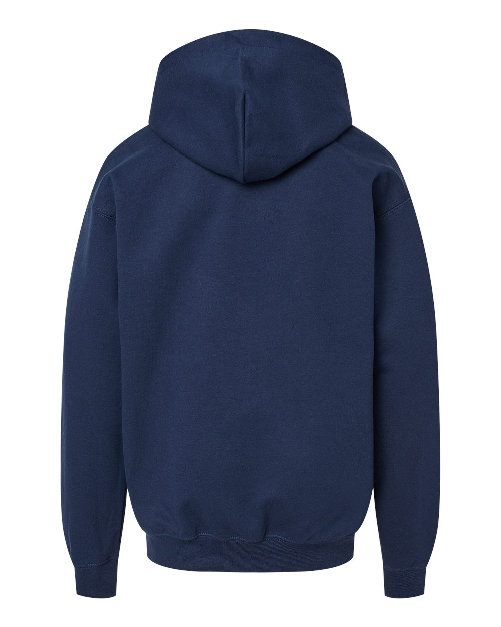 Front View of Navy Softstyle® Youth Midweight Hooded Sweatshirt - SF500B