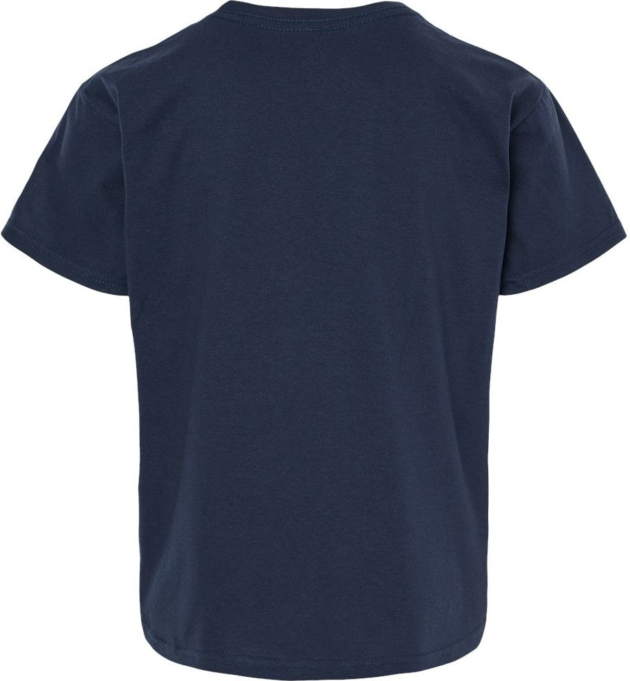 Front View of Navy Softstyle® Youth T-Shirt - 64000B