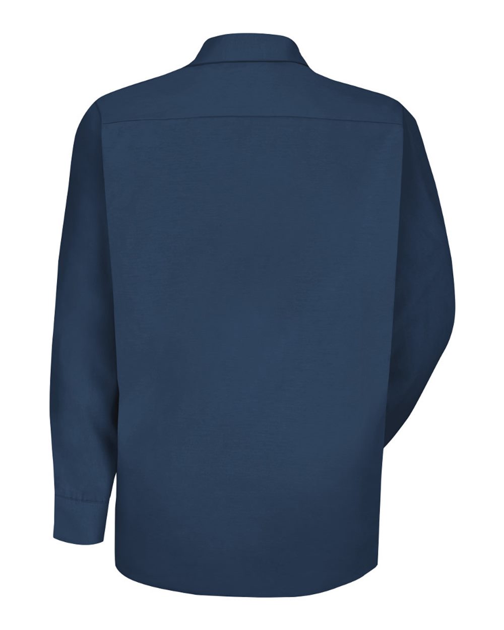 Front View of Navy Specialized Pocketless Long Sleeve Work Shirt - SP16