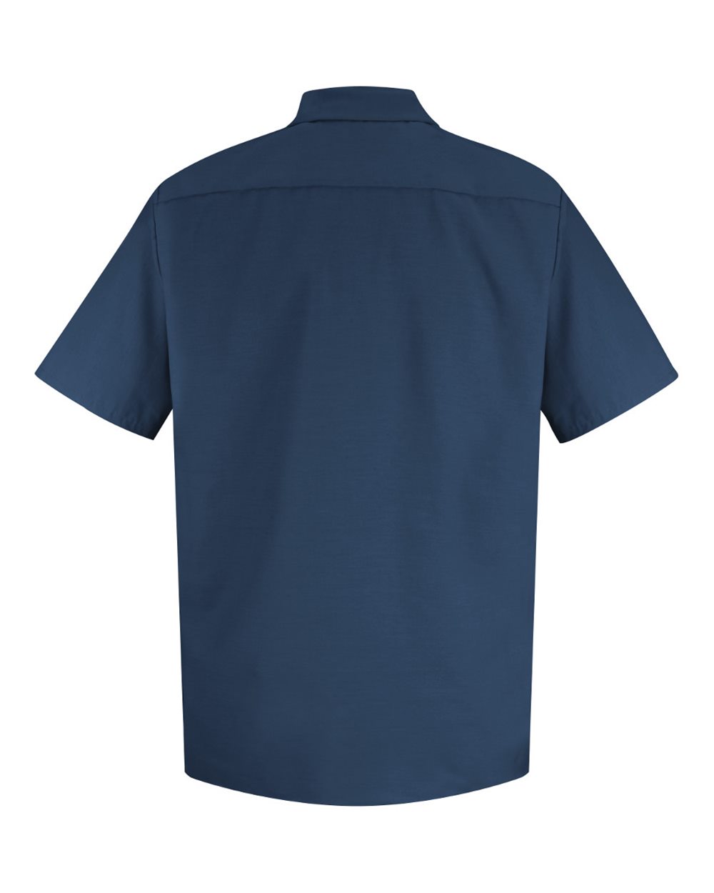 Front View of Navy Specialized Short Sleeve Pocketless Work Shirt - SP26