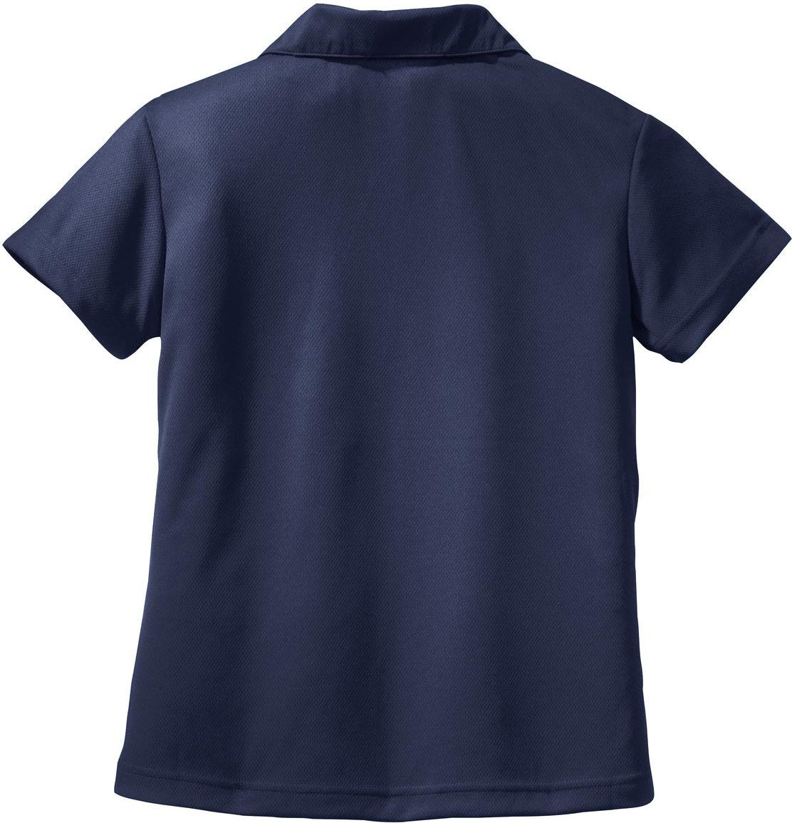 Front View of Navy Sport-Tek Women's Dri-Mesh V-Neck Polo. L469