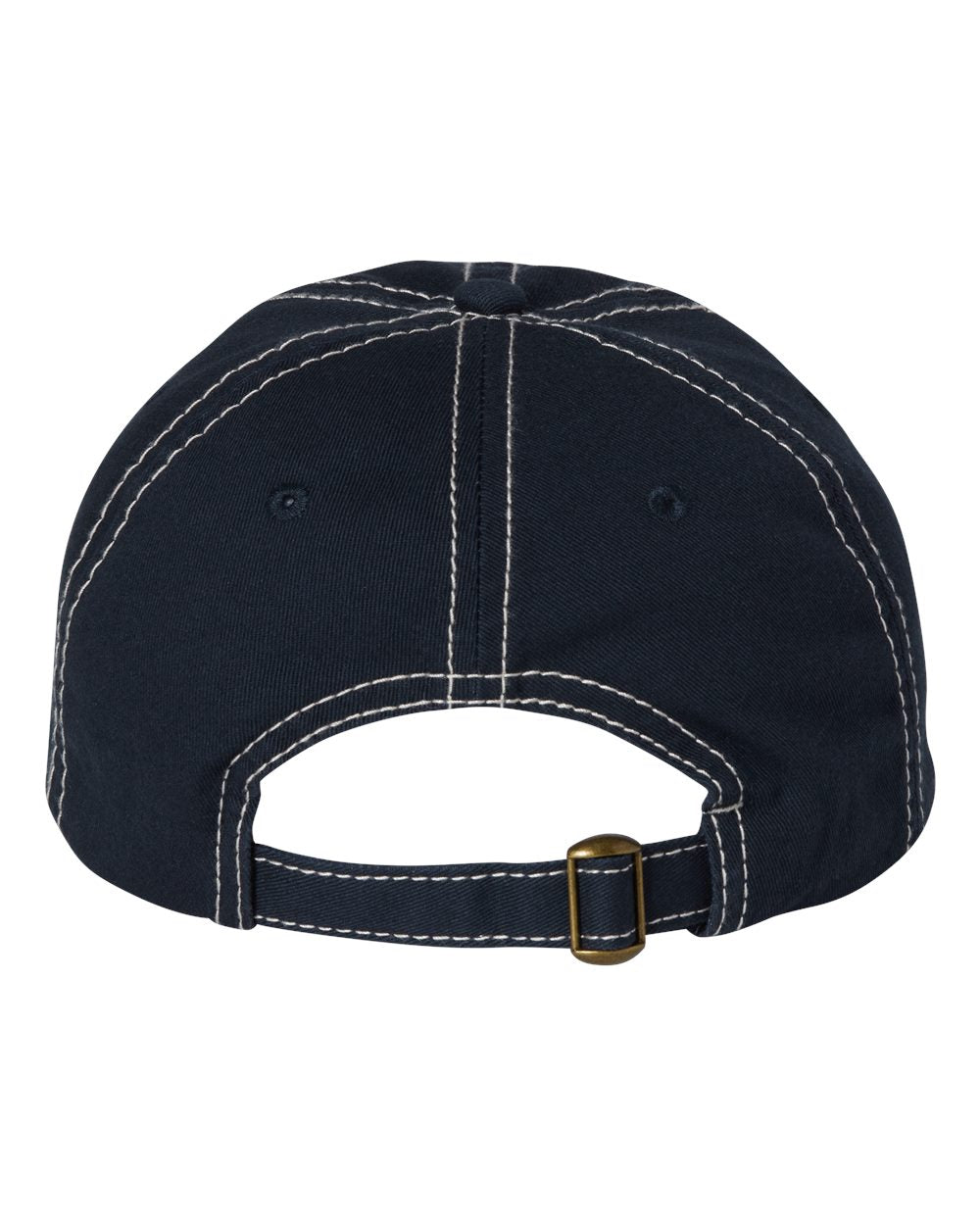 Front View of Navy/ Stone Stitch Bio-Washed Classic Dad Hat - VC300A