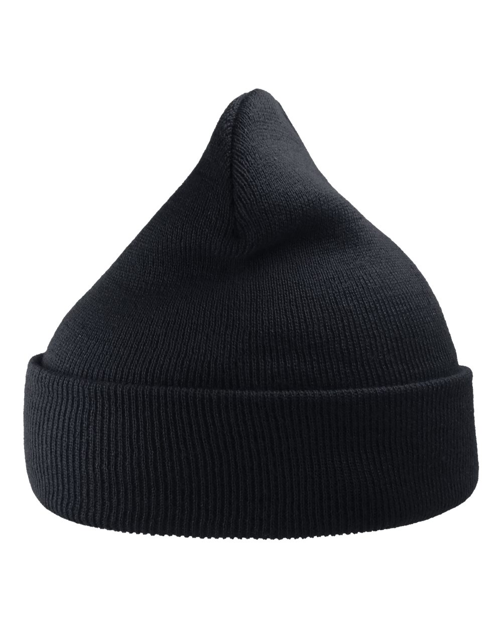 Front View of Navy Sustainable 12" Knit Beanie - WIND