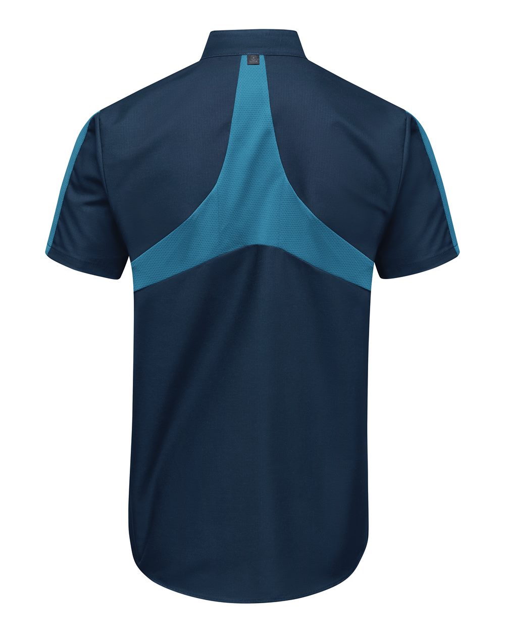 Front View of Navy/ Teal Mimix™ Pro+ Short Sleeve Work Shirt With OilBlok - Tall Sizes - SX46T