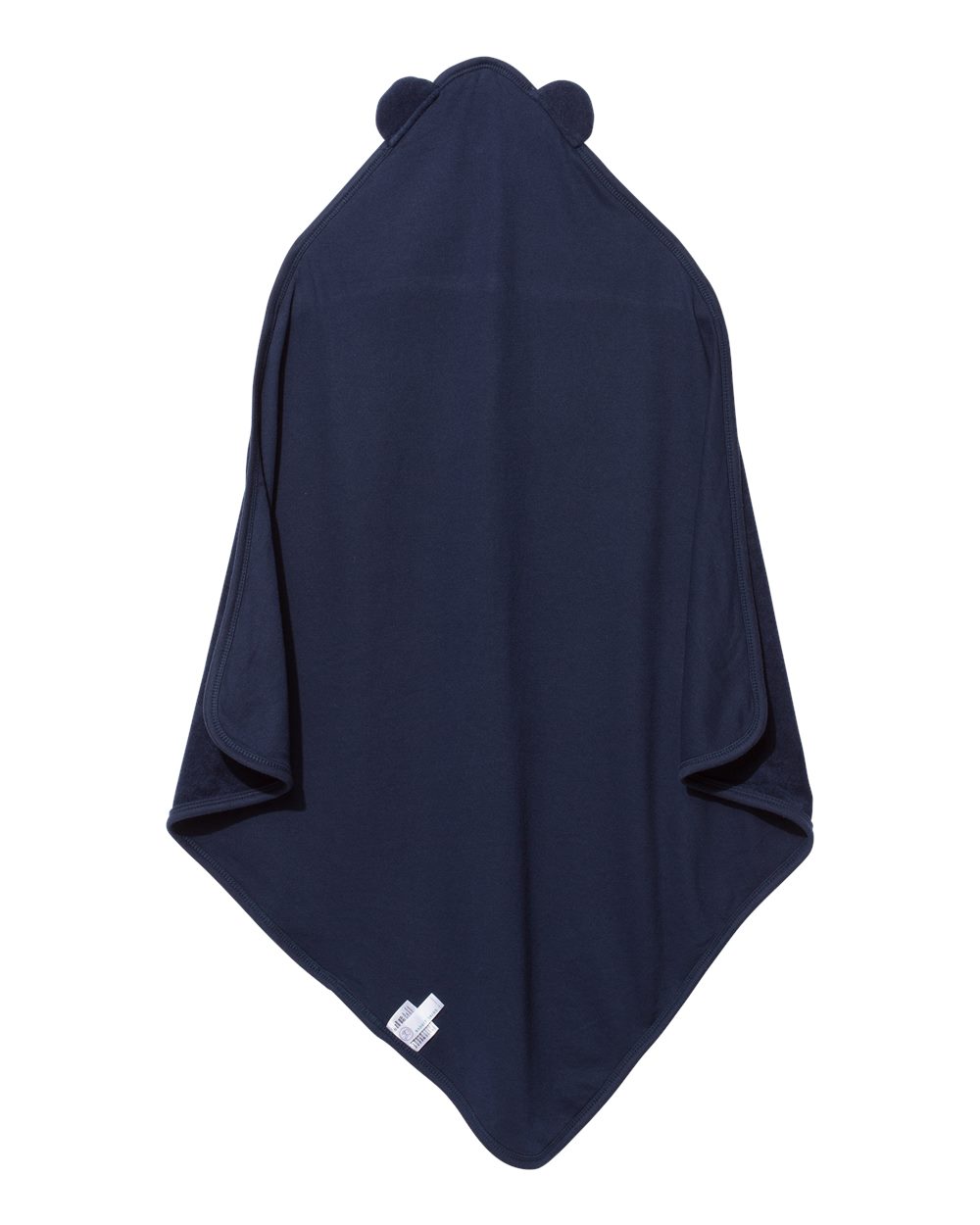 Front View of Navy Terry Cloth Hooded Towel with Ears - 1013