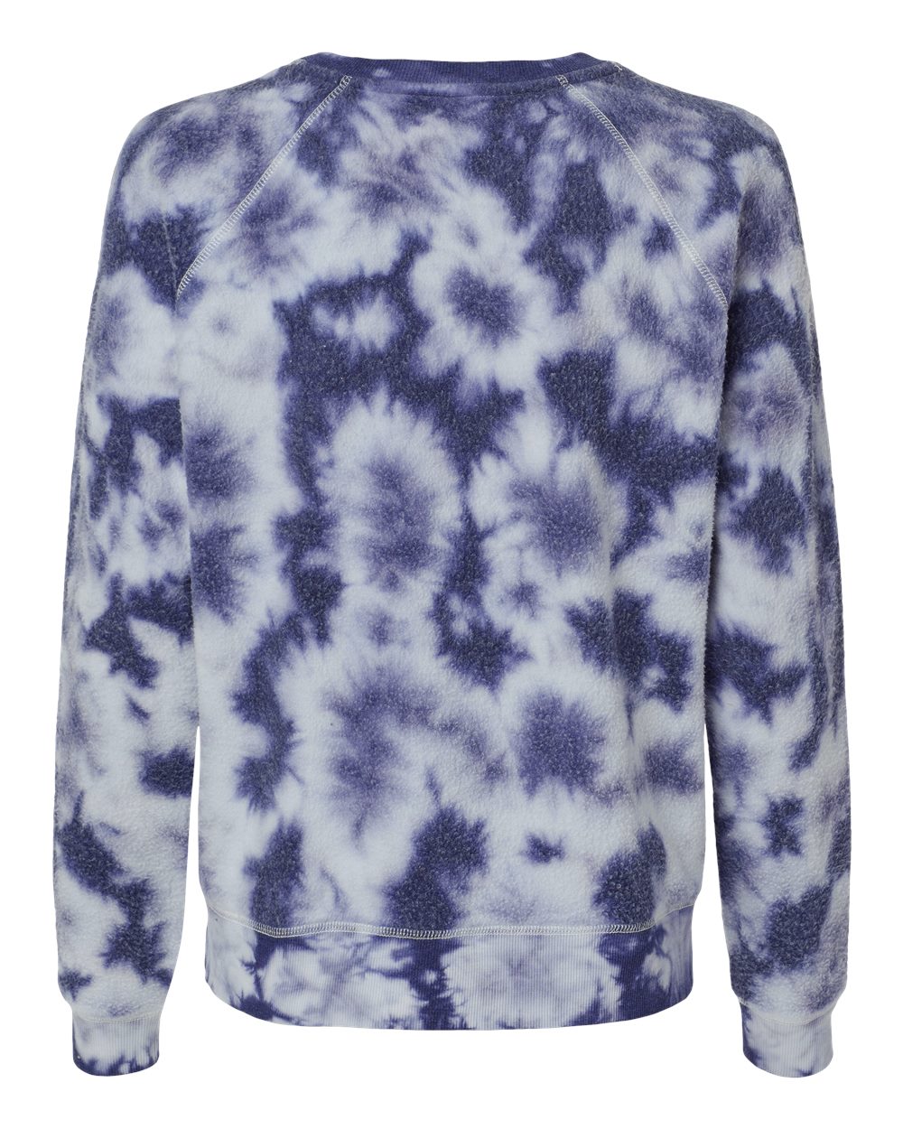 Front View of Navy Tie-Dye Women's Fleece Out Pullover - K01