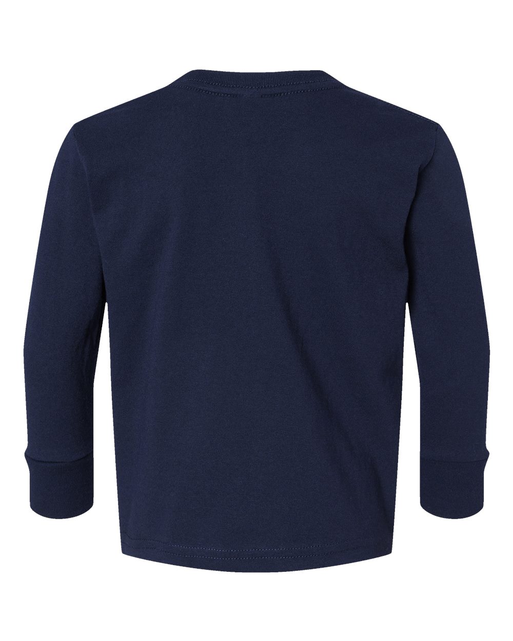 Front View of Navy Toddler Cotton Jersey Long Sleeve Tee - 3311