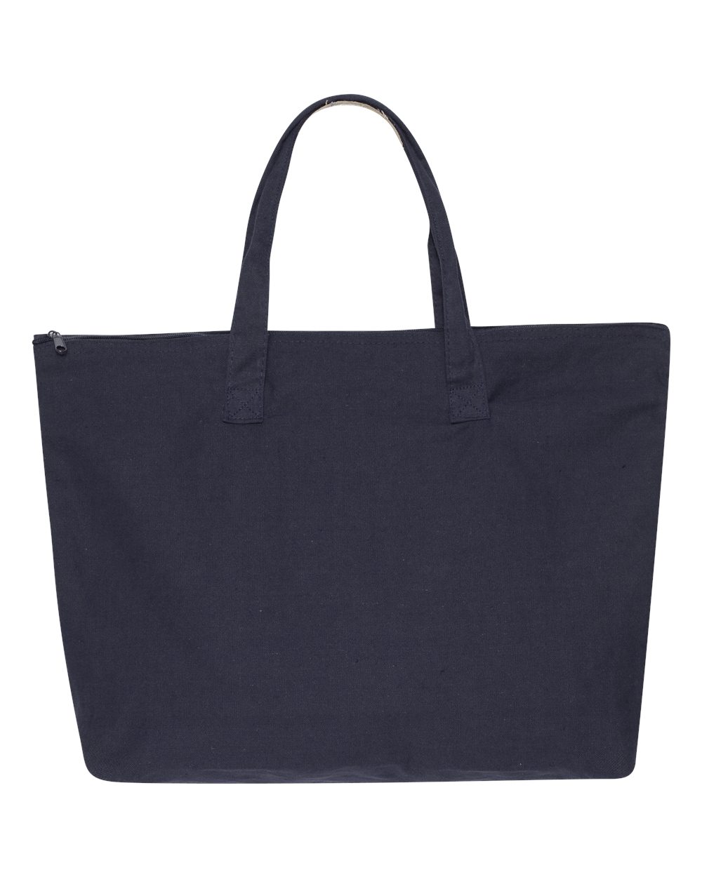 Front View of Navy Tote with Top Zippered Closure - 8863