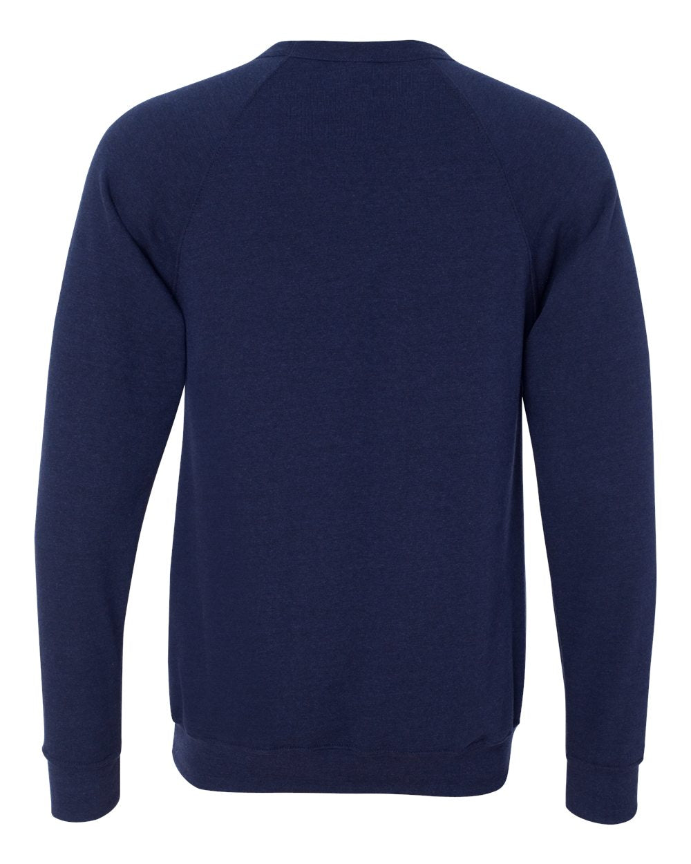 Rear View of Navy Triblend Sponge Fleece Raglan Crewneck Sweatshirt - 3901