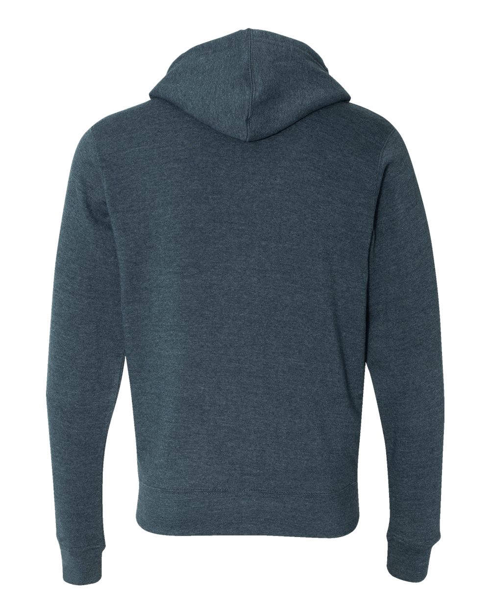Rear View of Navy Triblend Triblend Full-Zip Hooded Sweatshirt - 8872