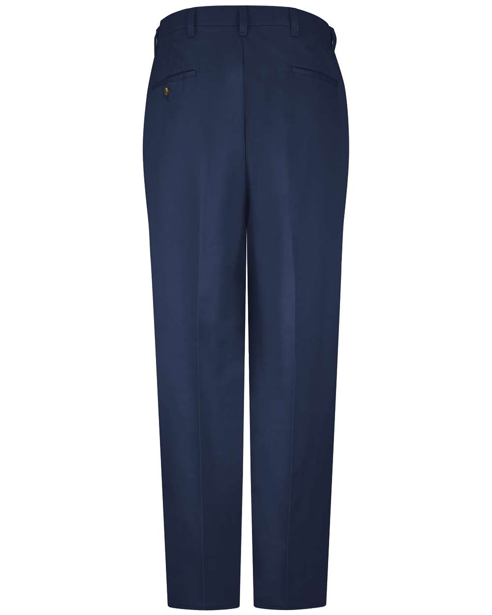 Front View of Navy - Unhemmed Plain Front Casual Cotton Pants - PC44