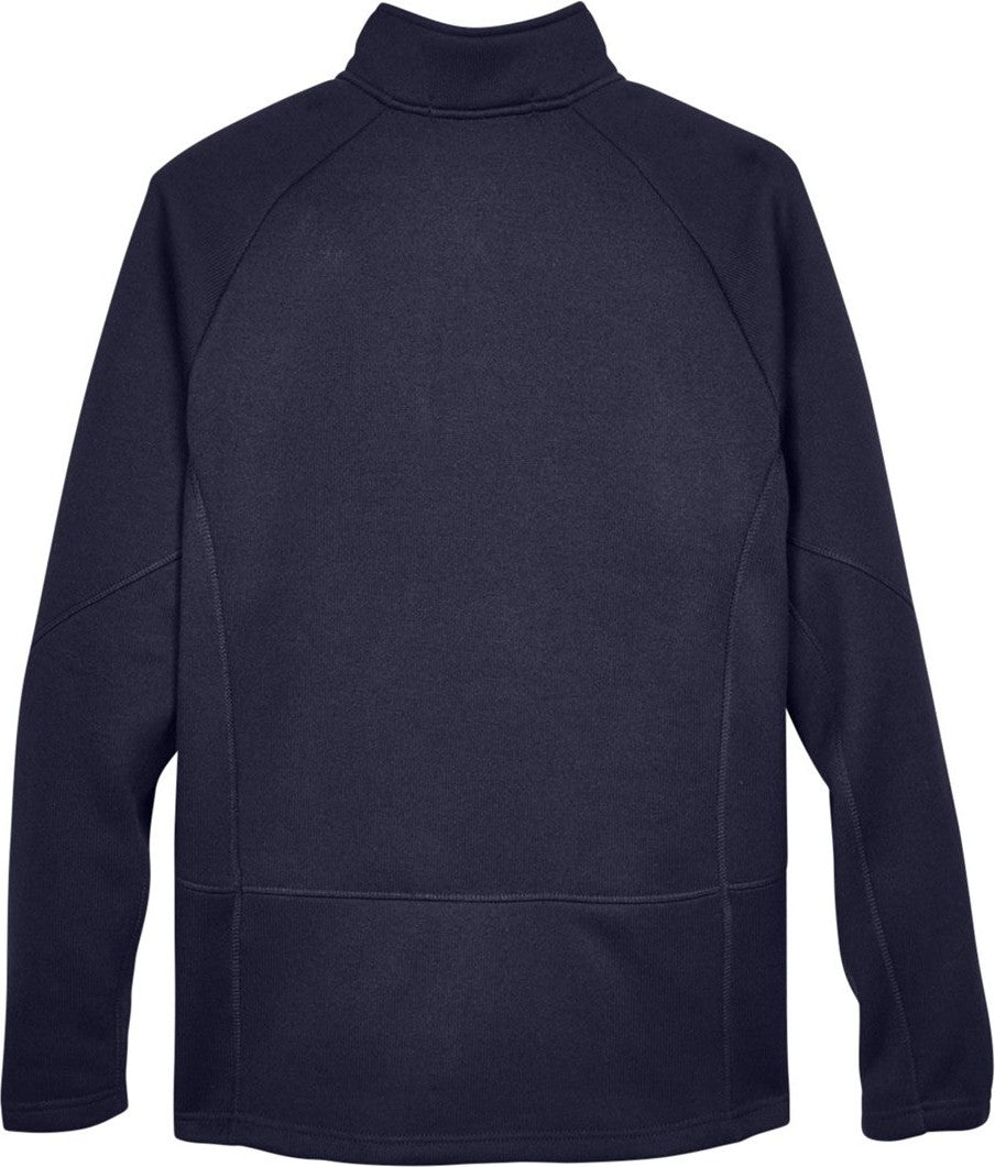 Front View of Navy Unisex Bristol Sweater Fleece Quarter-Zip Pullover - DG792
