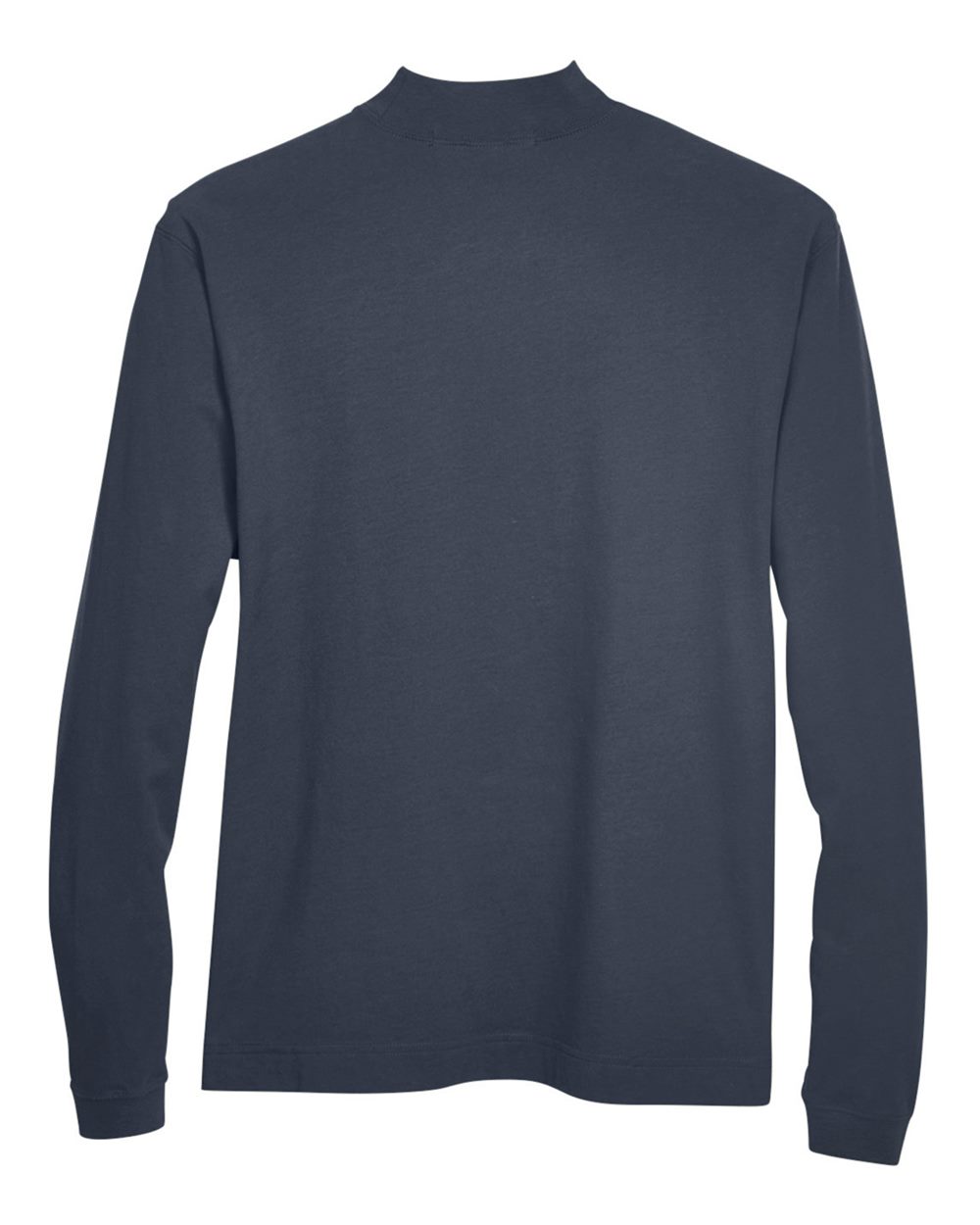 Front View of Navy Unisex Sueded Jersey Mock Neck T-Shirt - D420