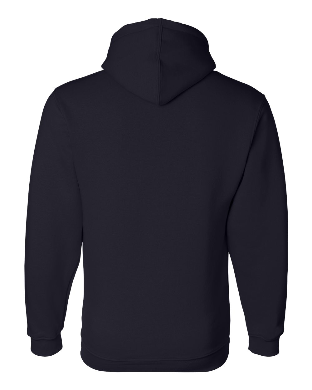 Rear View of Navy USA-Made Hooded Sweatshirt - 960
