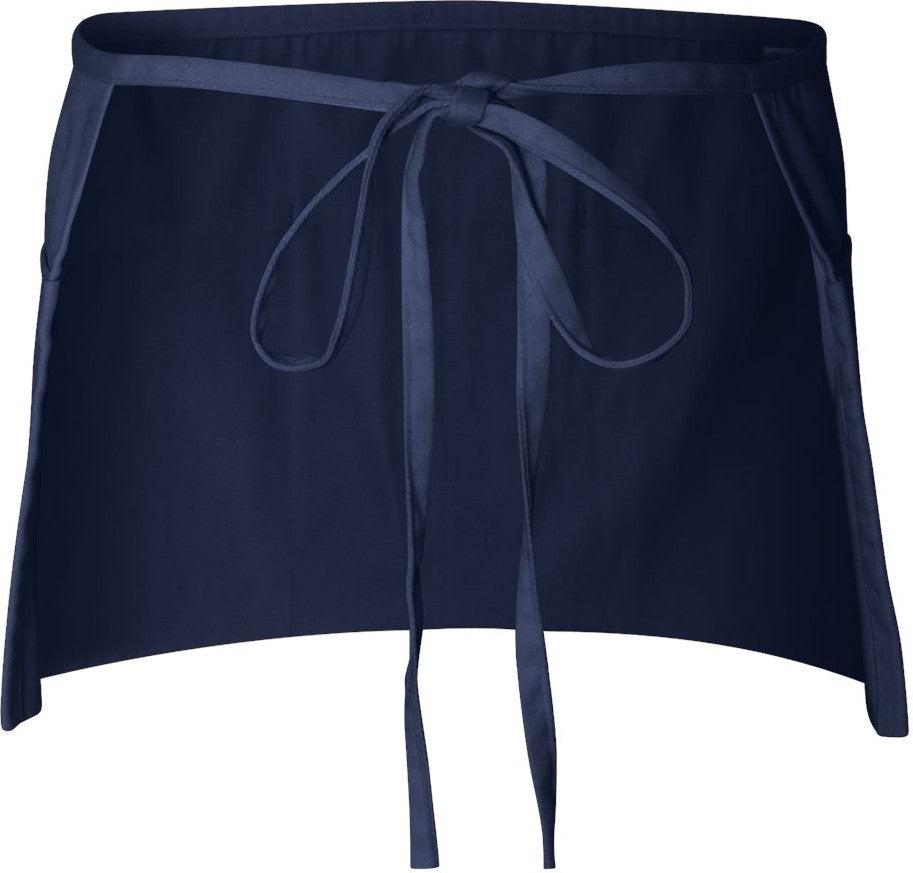 Front View of Navy Waist Apron with Pockets - Q2115