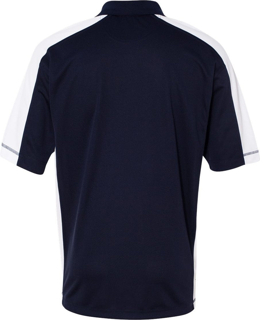 Rear View of Navy/ White Colorblocked Moisture Free Mesh Polo - 0465
