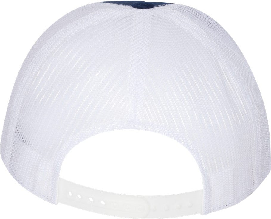 Front View of Navy/ White Five-Panel Classic Trucker Cap - 6006