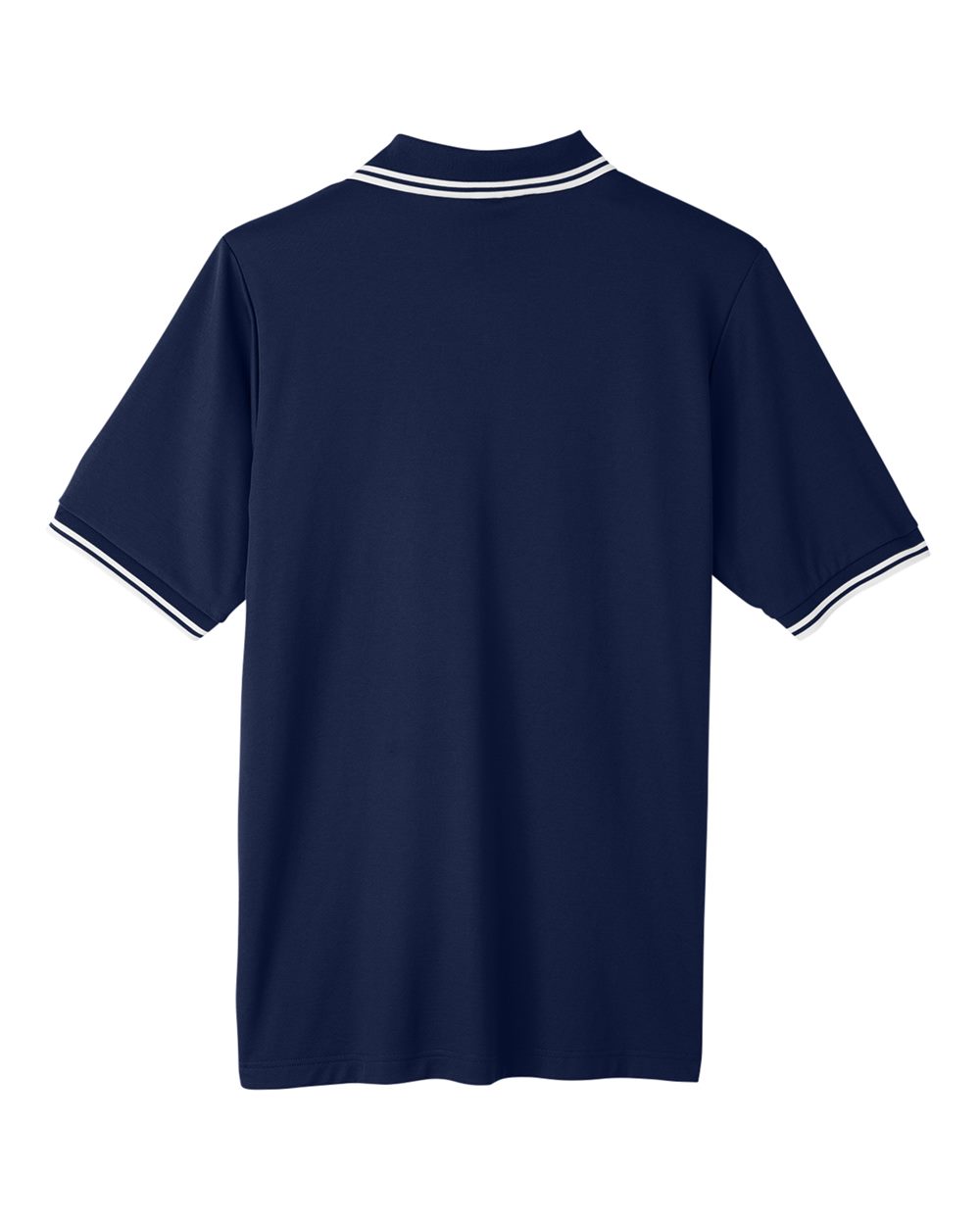 Front View of Navy/ White Men's CrownLux Performance® Plaited Tipped Polo - DG20C
