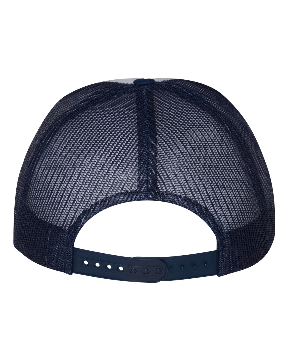 Front View of Navy/ White/ Navy Five-Panel Classic Trucker Cap - 6006