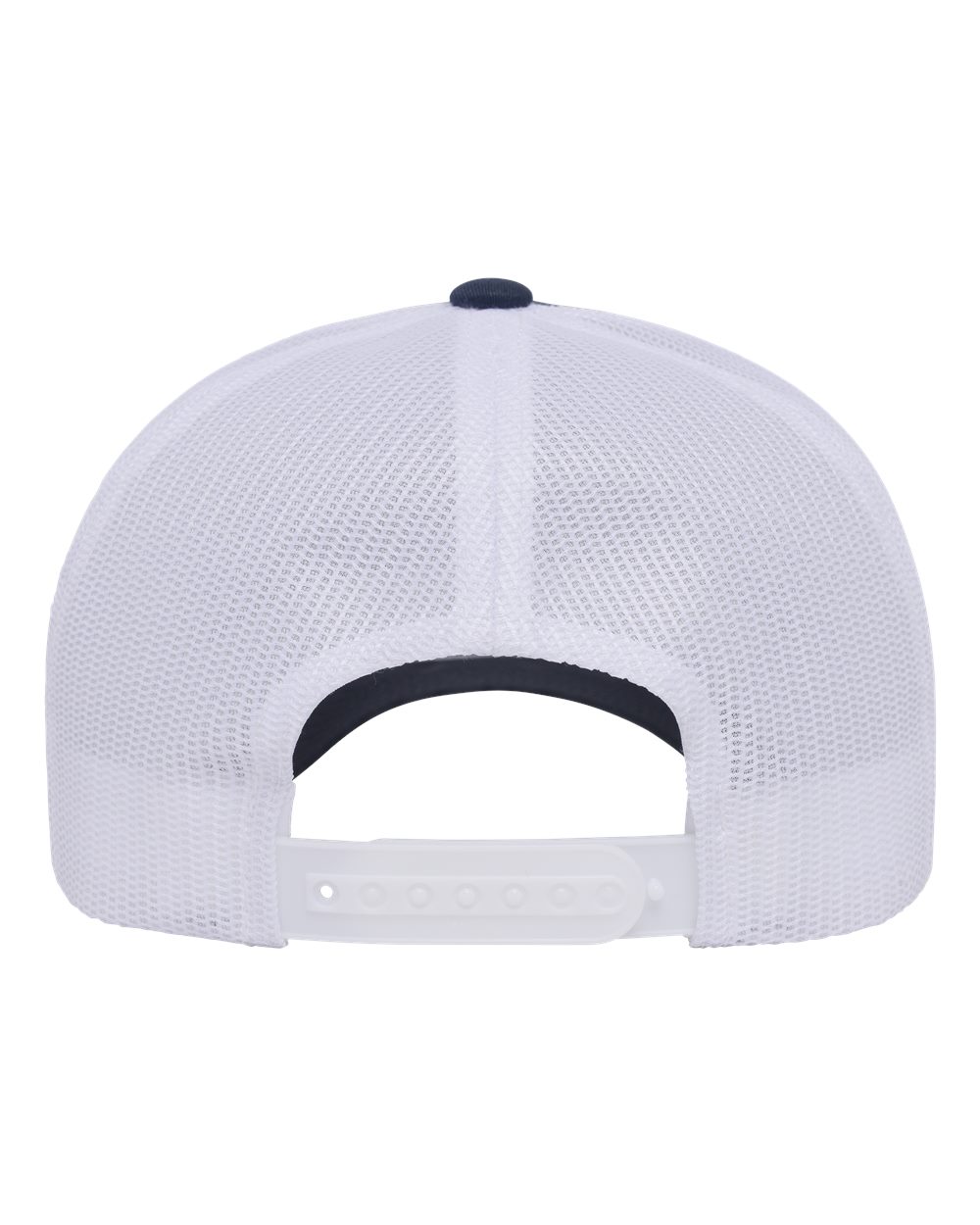 Rear View of Navy/ White Retro Trucker Rope Cap - 6606BD