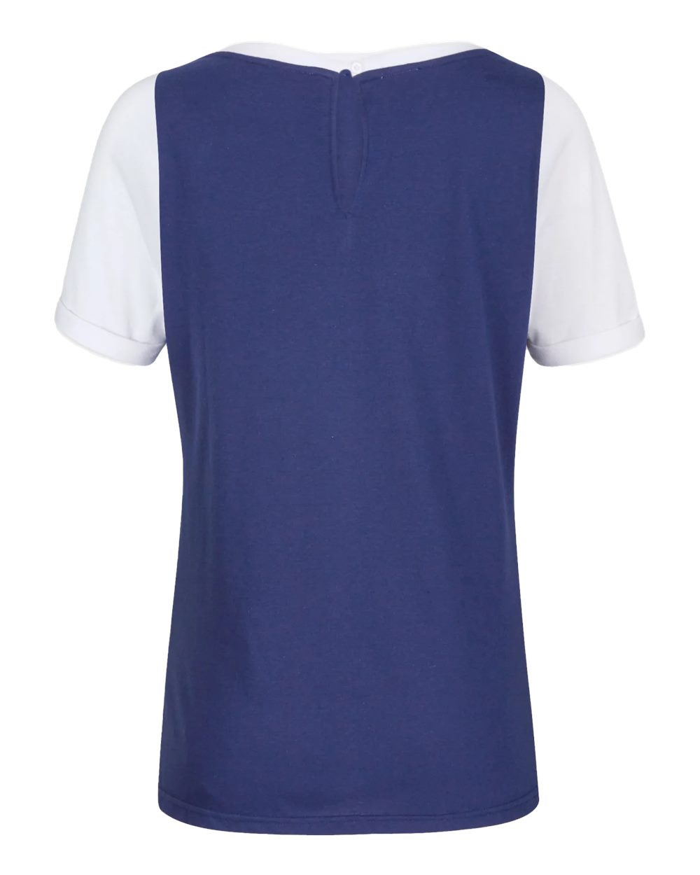 Front View of Navy/ White Women's Carefree T-shirt - BW2404