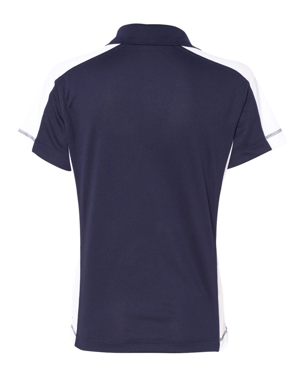 Rear View of Navy/ White Women&#39;s Colorblocked Moisture Free Mesh Polo - 5465