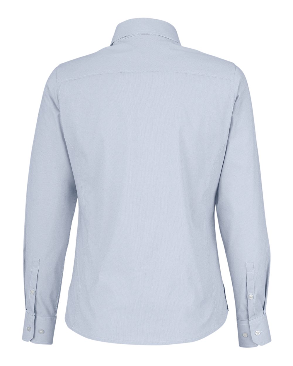 Front View of Navy/ White Women's CrownLux Performance® Microstripe Dress Shirt - DG537W