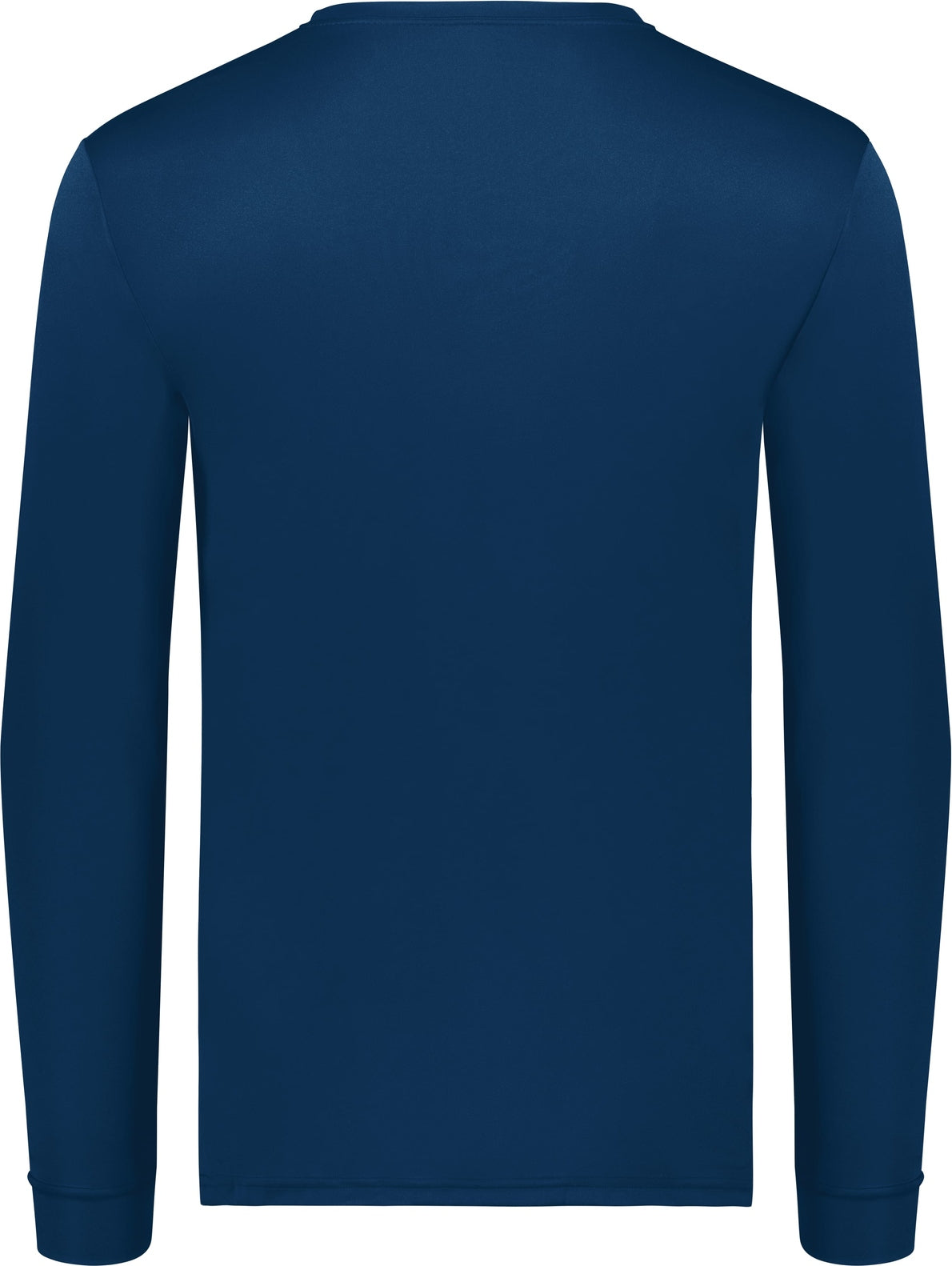 Rear View of NAVY WICKING LONG SLEEVE T-SHIRT