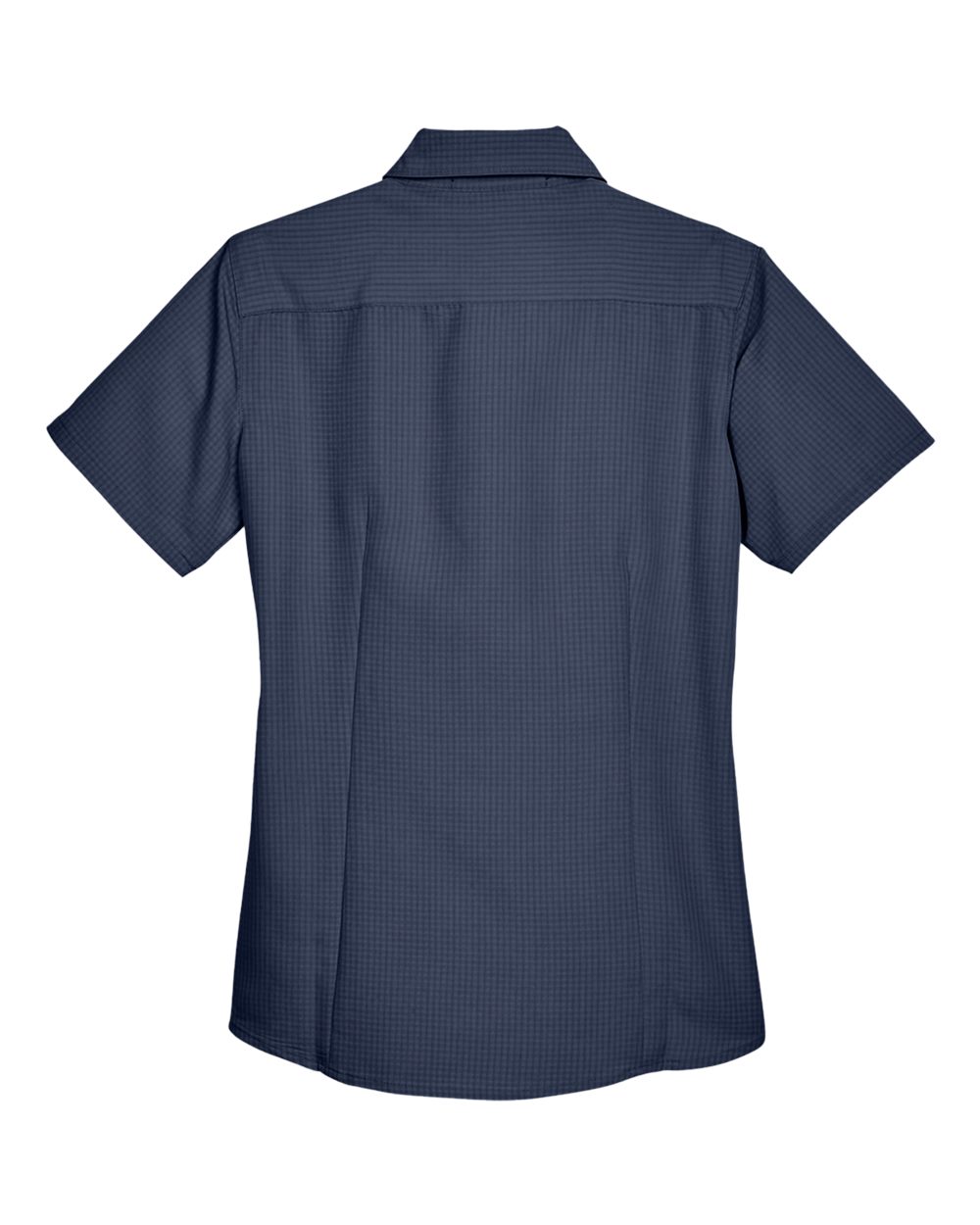 Front View of Navy Women's Barbados Textured Camp Shirt - M560W