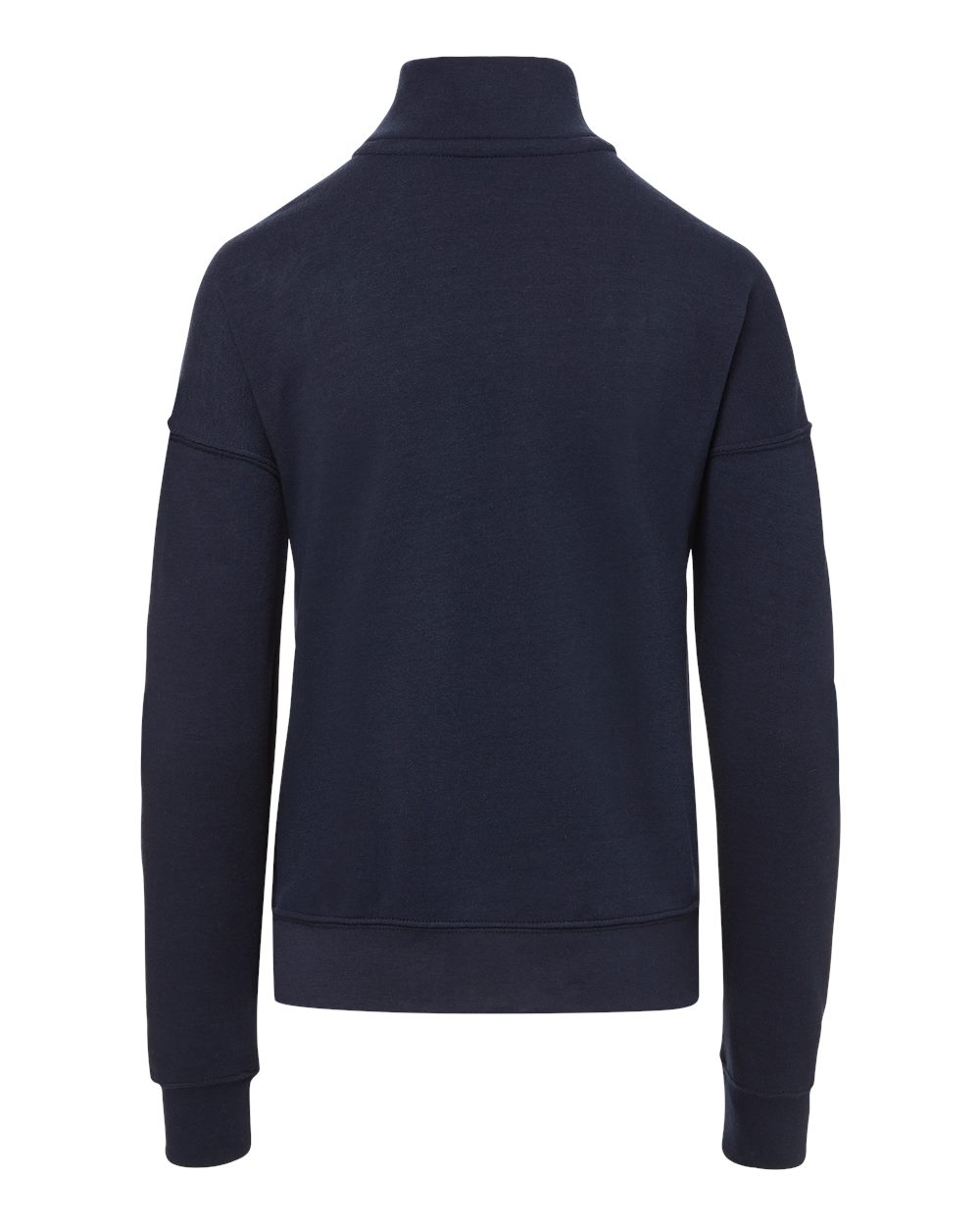 Rear View of Navy Women's Cloud Fleece Quarter-Zip Sweatshirt - W20189 plain