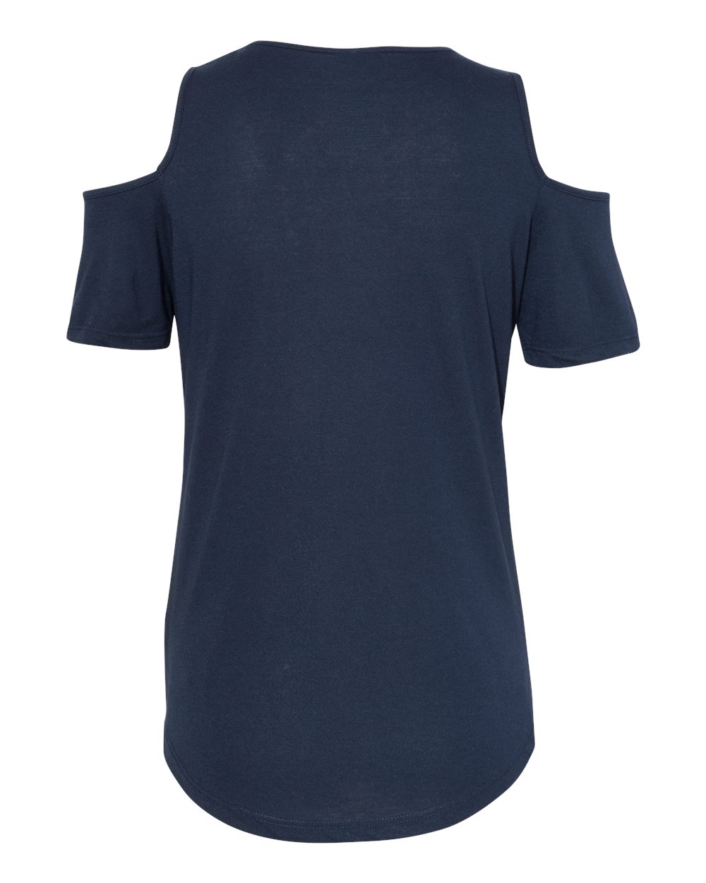 Front View of Navy Women's Cold Shoulder T-Shirt - T32