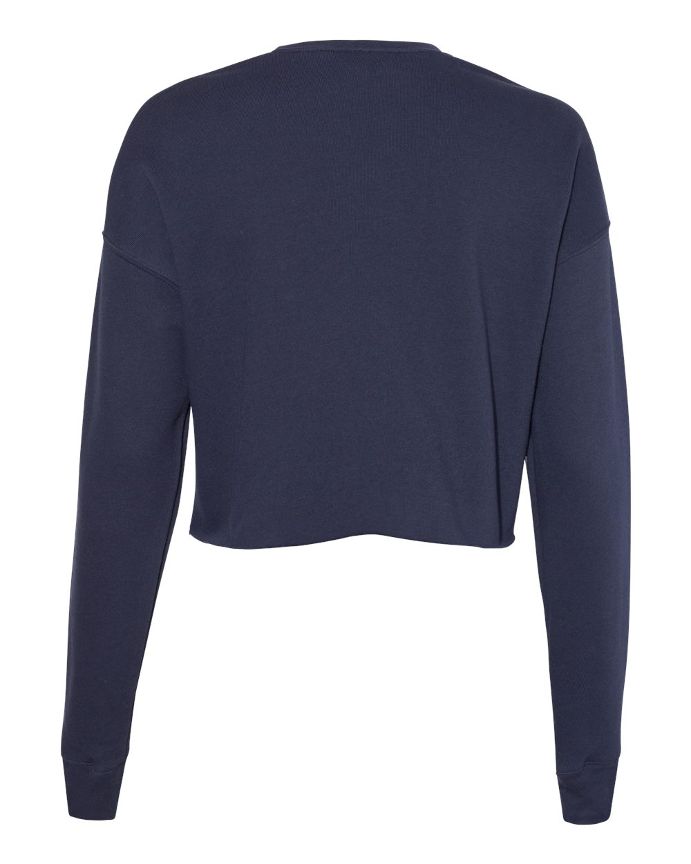 Front View of Navy Women's Crop Crew Fleece - 7503