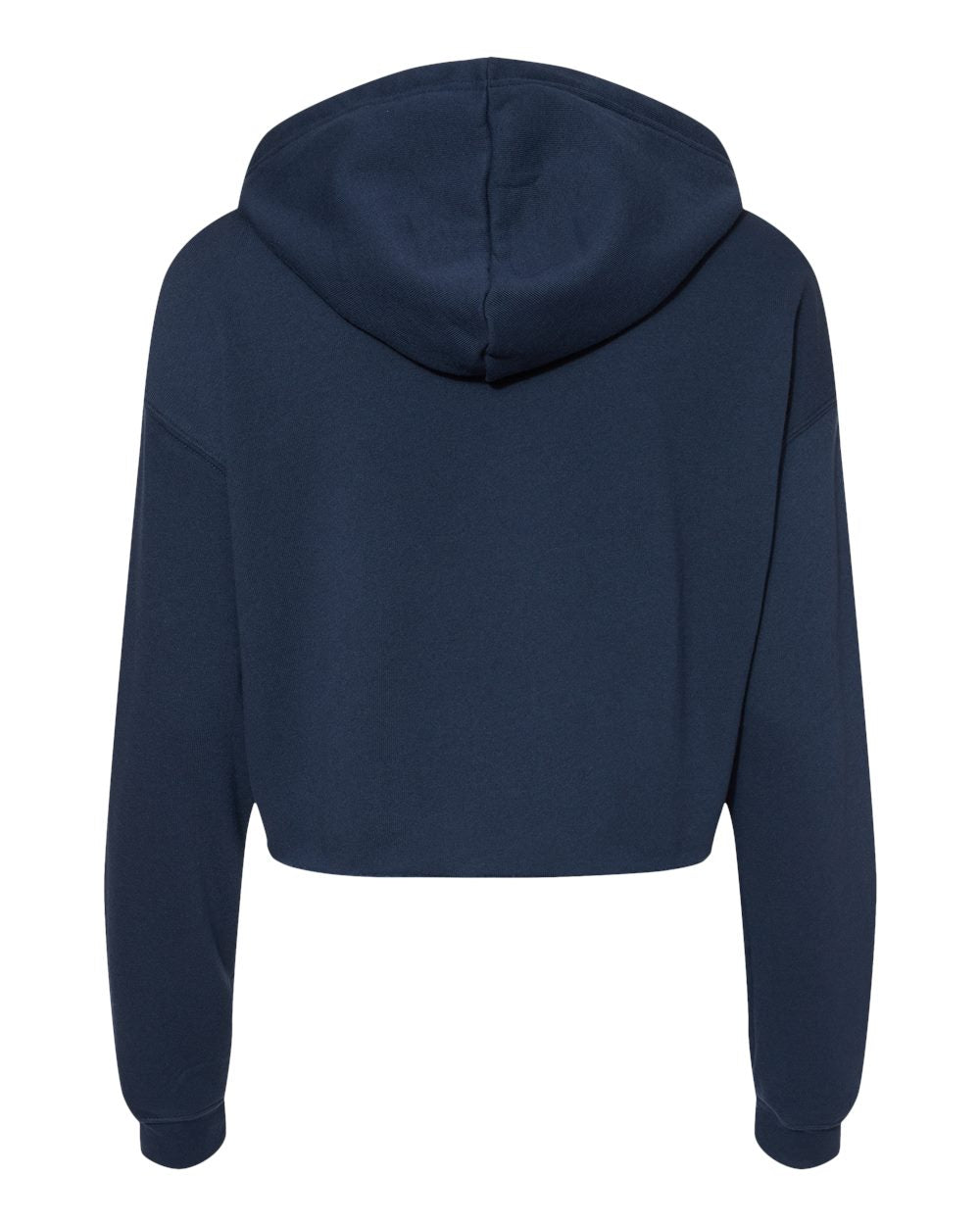 Front View of Navy Women's Crop Fleece Hoodie - 7502