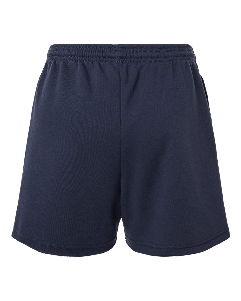 Rear View of Navy Women&#39;s Cutoff Fleece Shorts - 3787
