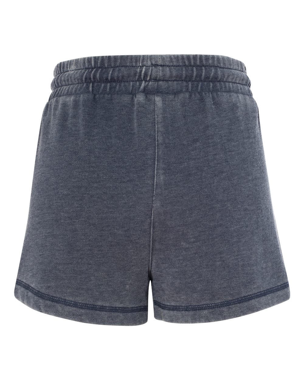 Rear View of Navy Women’s Enzyme-Washed Rally Shorts - K11